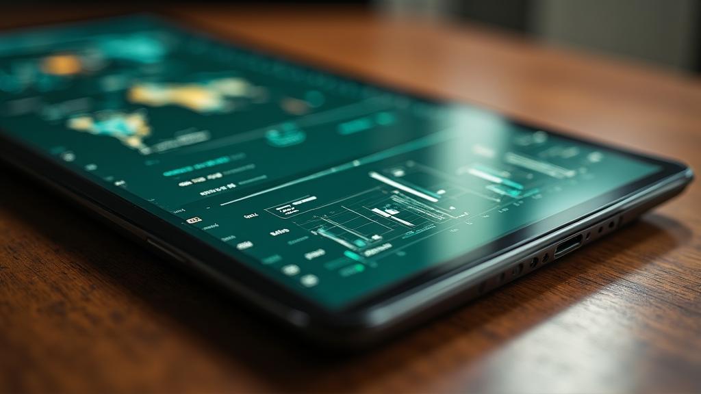 Modern logistics technical interface on a tablet