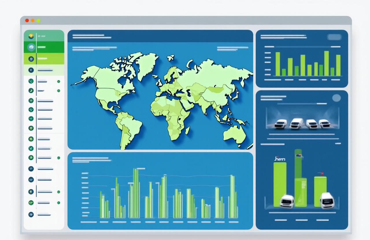 Enterprise logistics dashboard showing real-time GPS truck mapping and shipment KPIs